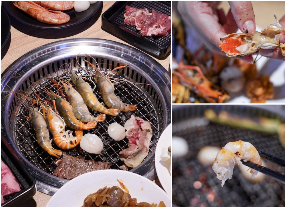 有GO蝦 |台中流水蝦吃到飽，泰國蝦玻璃水道就在桌旁，還有美國沙朗牛、天使紅蝦、干貝爽爽吃！